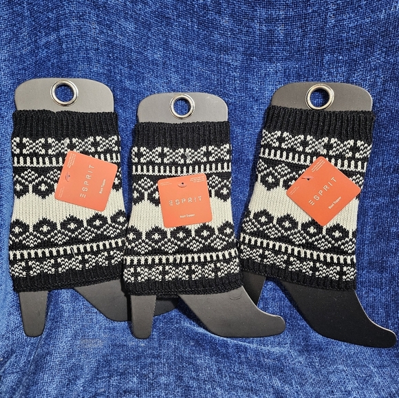 Esprit Black White Cream Knit Boot Toppers - Picture 5 of 6